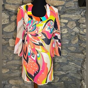 Trina Turk Multicolor Abstract bell sleeve Dress